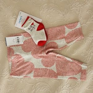 Baby Girl Valentine's set, Socks and heart pants